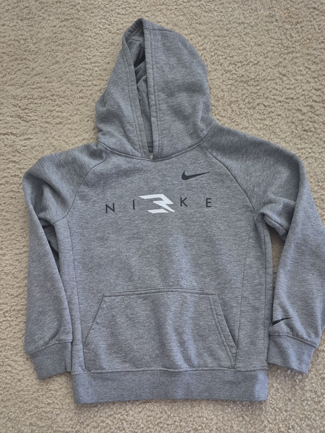 Nike Gray Youth Pullover Hoodie With Contrast Swoosh